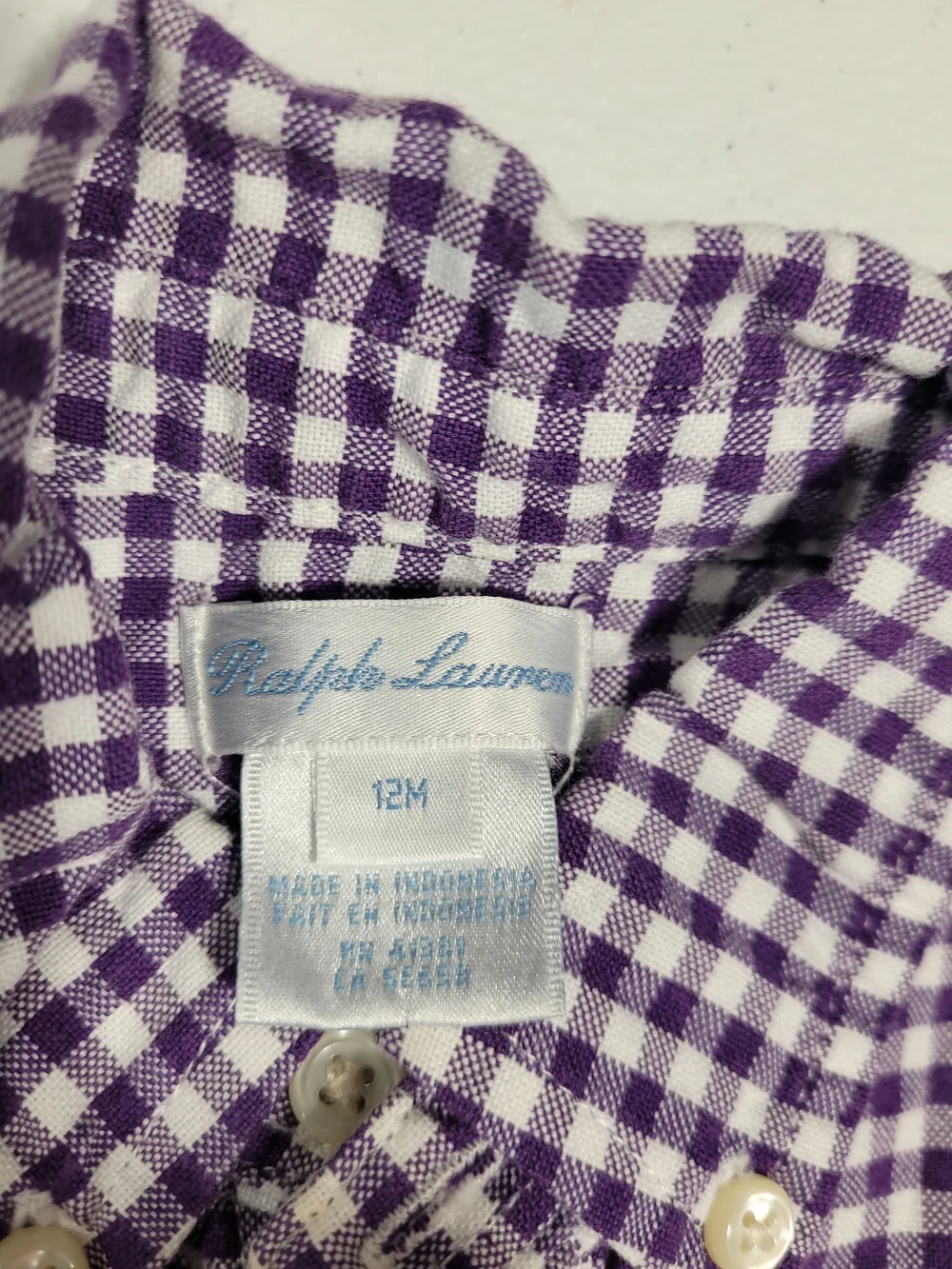 Ralph Lauren Purple Gingham Button-Down Shirt for Kids - Picture 3 of 4